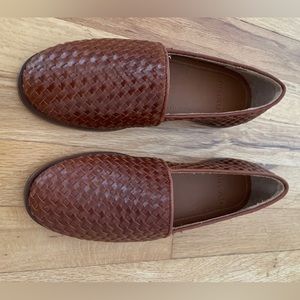 Nisolo womens 6 Mara Brown Hand Woven Basketweave Brandy Leather Slip On Loafers